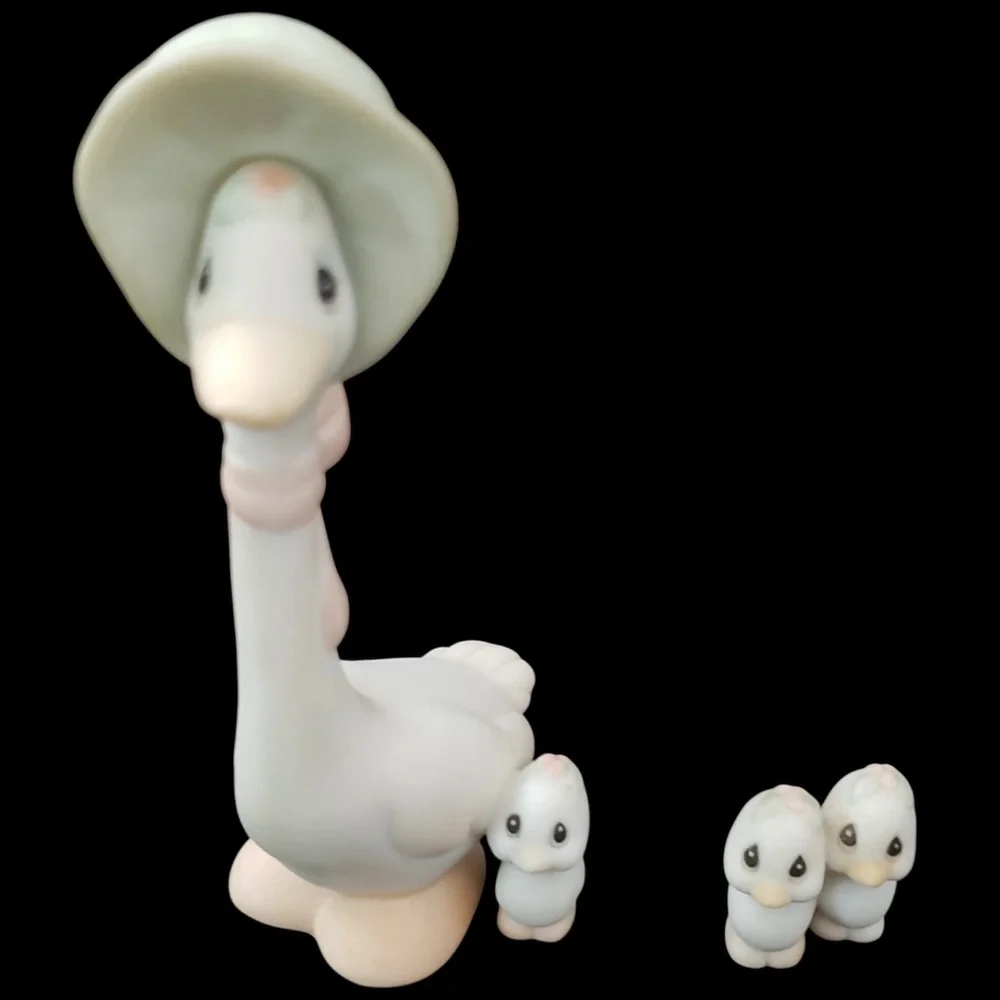 1995 Precious Moments Honk If You Love Jesus Pocelain Figurine Goose And Babies - Picture 2 of 5